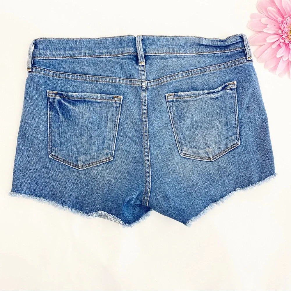 Frame Denim Le Cutoff Denim Jean Shorts Distressed Oxnard Blue Light Wash